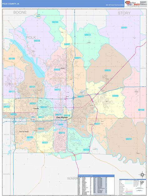 Polk County, IA Wall Map Color Cast Style by MarketMAPS - MapSales.com