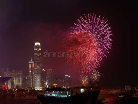 Fireworks in Hong Kong China on National Day Stock Image - Image of ...