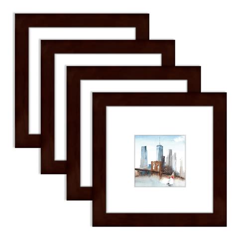 Buy Annecy 8x8 Picture Frame (4 Pack, Brown) - Made of Solid Wood 8x8 ...