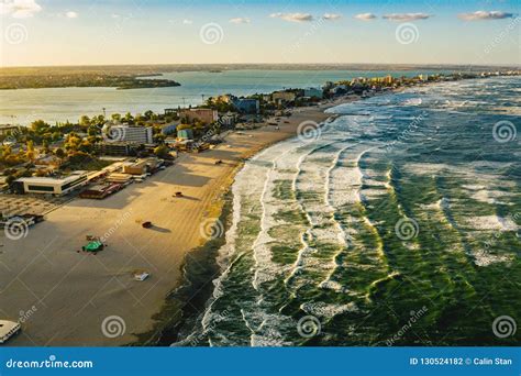 Romania Black Sea Coastline and Beach at Mamaia, Constanta City Stock ...