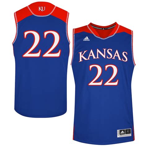 adidas Kansas Jayhawks #22 Point Guard Twill Basketball Jersey - Royal Blue