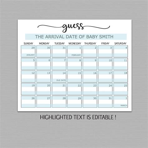 Guess baby birthday calendar Baby Due Date Calendar poster | Etsy