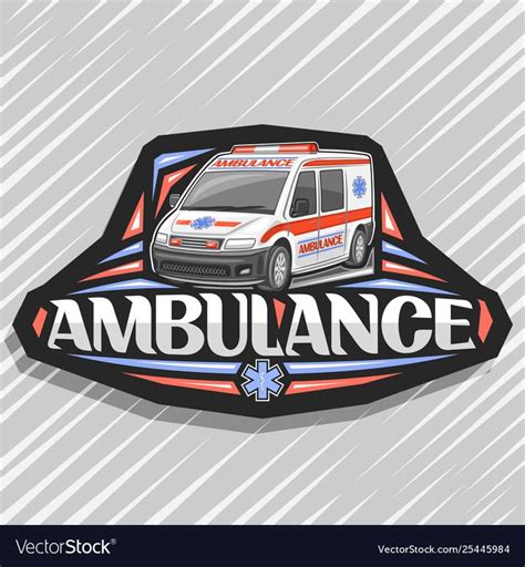 Vector logo for Ambulance, black decorative badge with white van for ...