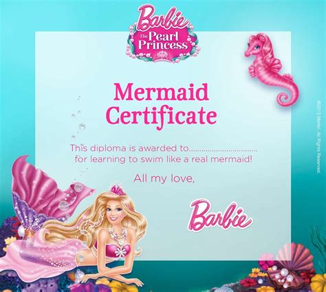 Barbie PP Mermaid Certificate - Barbie Movies Photo (36654471) - Fanpop