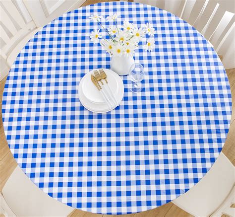 Rally Home Goods Indoor Outdoor Patio Round Fitted Vinyl Tablecloth, Flannel Backing, Elastic ...