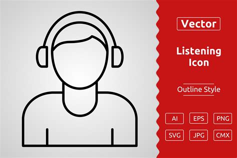 Vector Listening Outline Icon Design Graphic by Muhammad Atiq ...