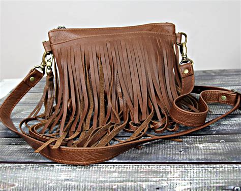 Distressed Leather Fringe Crossbody Purse Handmade Fringe - Etsy