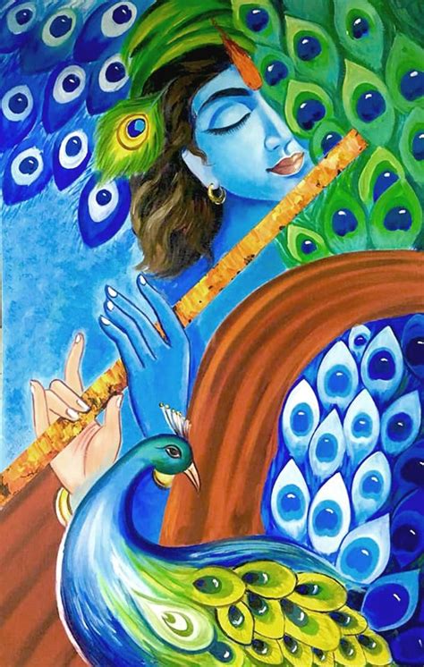 Krishna Painting India art Hindu God Modern India art Hindu | Etsy ...