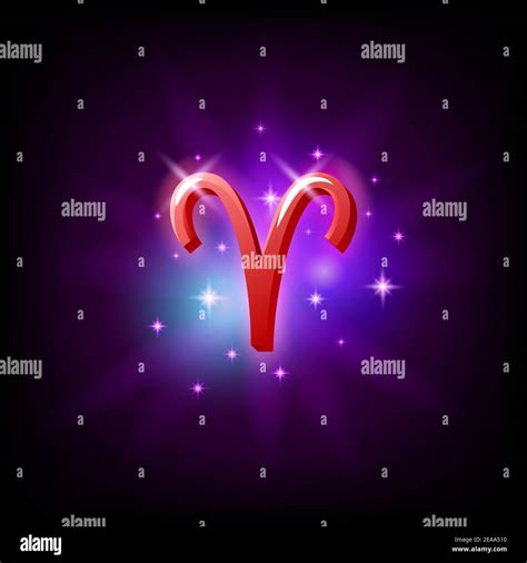 Aries Constellation icon in space style on dark background with galaxy and stars. Zodiac sign of ...