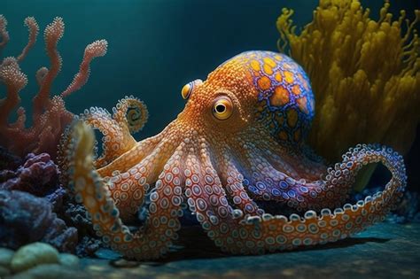 Premium AI Image | An octopus is shown in an aquarium.