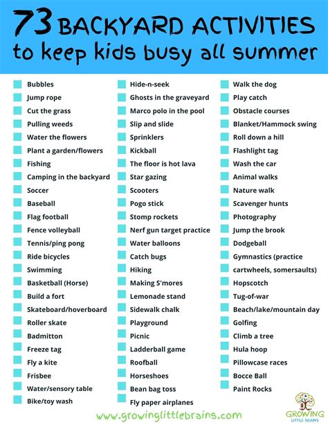 73 Backyard Activities to keep kids busy all summer — Growing Little Brains