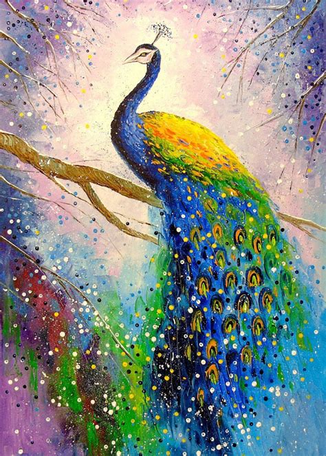 'Magnificent peacock' Poster by Ольга Дарчук | Displate | Peacock wall art, Bright art, Peacock ...