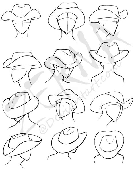 Cowboy Hat References by Zerna on DeviantArt Cowboy Hat Drawing, Drawing Hats, Cowboy Draw ...