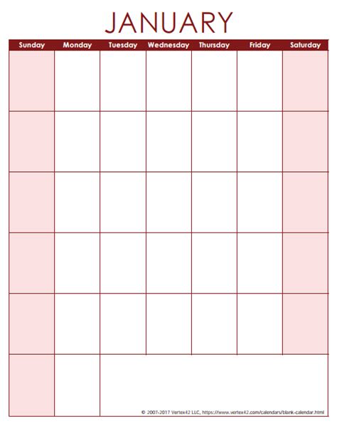 Printable Blank Monthly Calendar Template Pdf