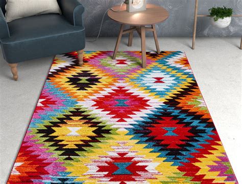 Sunset Multicolor Navajo Diamond Southwestern Area Rug - RugLots.com