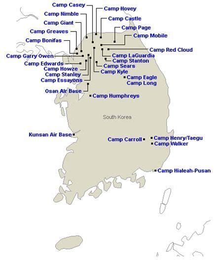 South Korea Army Posts Map