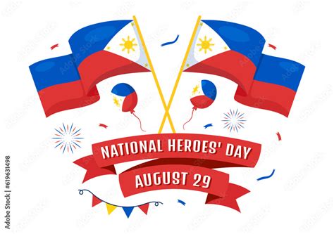 Happy Philippines National Heroes Day Vector Illustration with Waving Flag in Hero Celebration ...