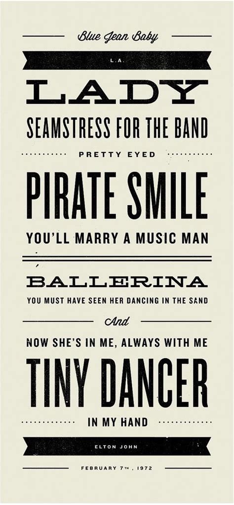 ELTON JOHN Inspired Tiny Dancer Lyric Poster 7 x 15 | Etsy | Music lyrics, Lyrics, Tiny dancer