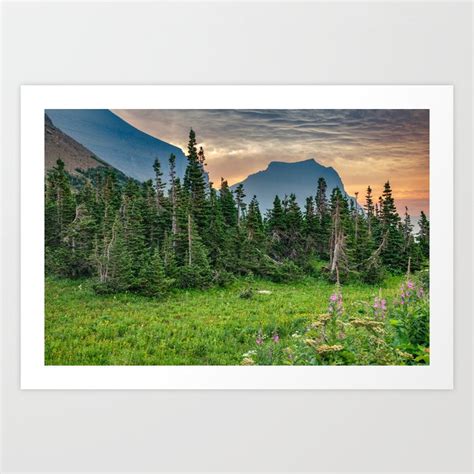 Sunrise Landscape In Glacier National Park Montana Art Print by Gregory Ballos Fine Art ...