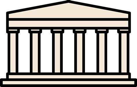 outline simplicity drawing of parthenon landmark front elevation view. 11651388 PNG