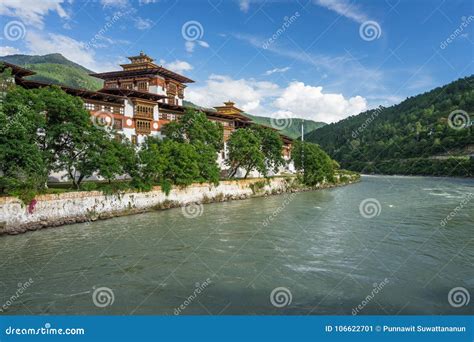 Punakha Dzong, Old Monastery and Landmark of Bhutan Stock Image - Image ...