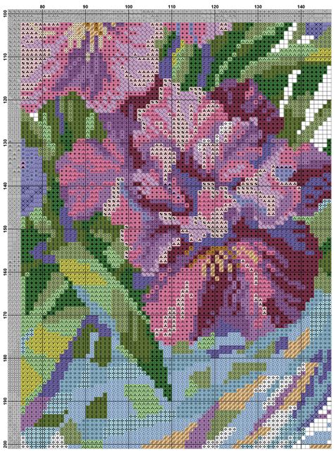 Free Cross Stitch Pattern Irises | DIY 100 Ideas