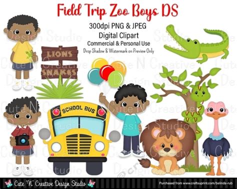 Field Trip Zoo Boys DS Digital Clip Art Set - CUP1019557_43865 | Craftsuprint