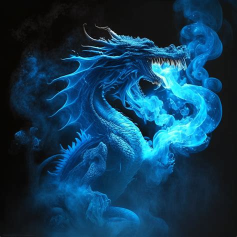 A dancing dragon breathing blue... | Image by GentleEgret