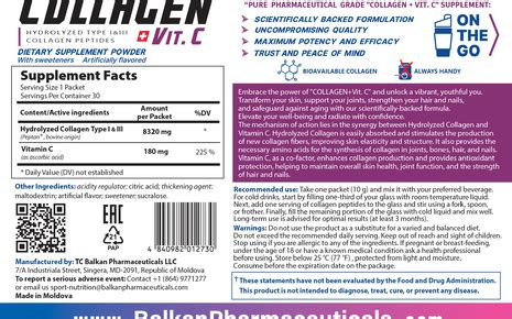 Collagen + Vit.C - Powder for oral solution | BalkanPharmaceuticals.com