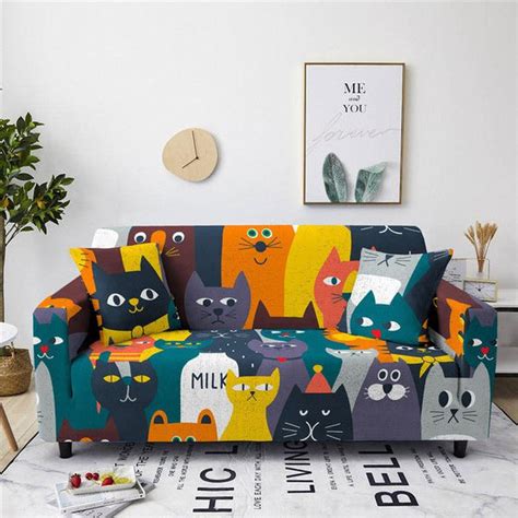 Colorful Cats Sofa Cover - Super Kitty Cats