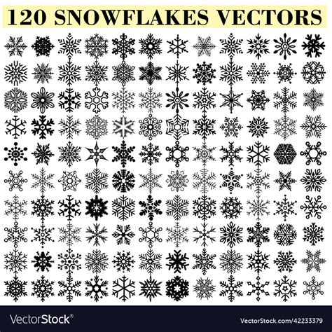 Set of 120 snowflake tattoo festival Royalty Free Vector