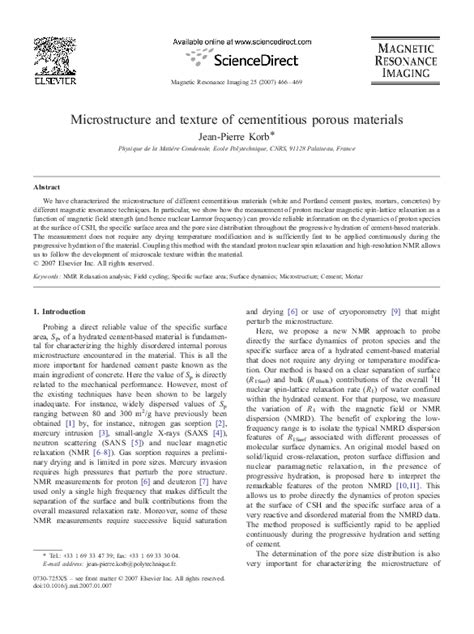 (PDF) Microstructure and texture of cementitious porous materials ...