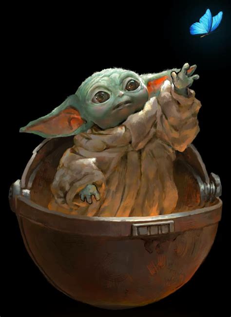 Cute Grogu Wallpaper ~ Baby Yoda / Baby Grogu 💚☕️ | goawall