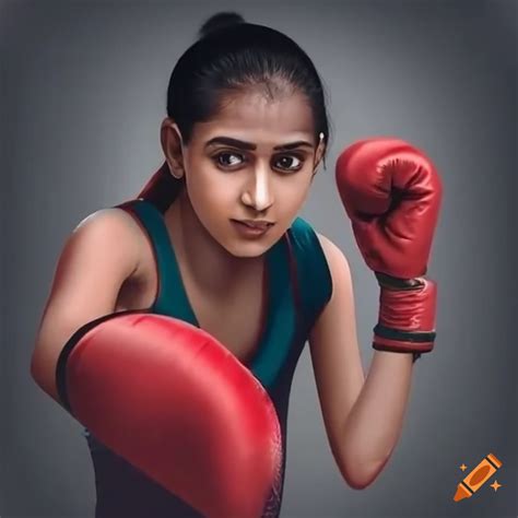 Image of an indian girl boxing