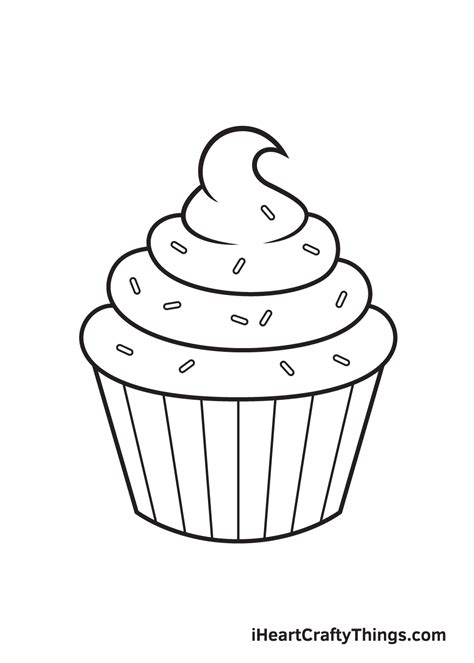 Cupcake Drawing — How To Draw A Cupcake Step By Step