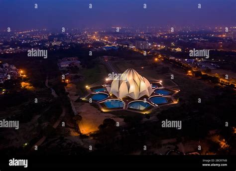 Lotus temple in Delhi, India, aerial sunset Stock Photo - Alamy