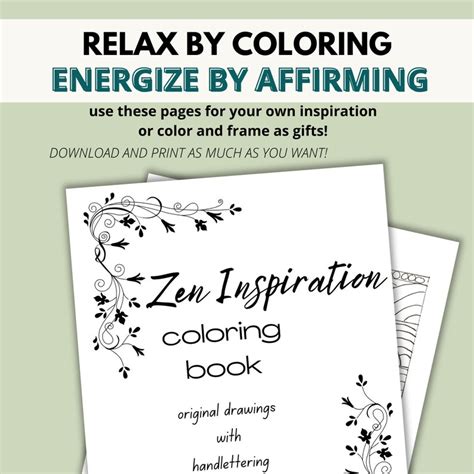 Zen Coloring Book Inspirational Pages to Color Hand Drawn - Etsy