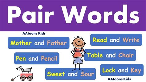 Pair Words for kids | Pair words in English | English Pair Words | Word Pair | @AAtoonsKids ...