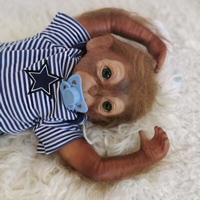 Alexander: 20" Green Eyes Cheeky Cute Monkey Baby Doll - Kiss Reborn