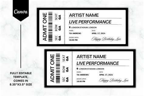 Editable Concert Ticket Canva Template 2