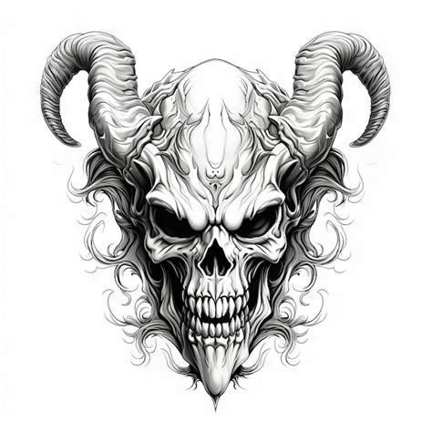 Premium Photo | Illustration of a styled skull art tattoo design