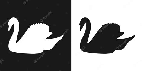 Premium Vector | Vector set of decorative detailed isolated swan in black on white background