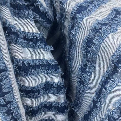 Creative Denim Fabric Ripped Denim Fabric 3D Raw Edge Fabric, Blue Denim Fabric Tassel Fabric ...