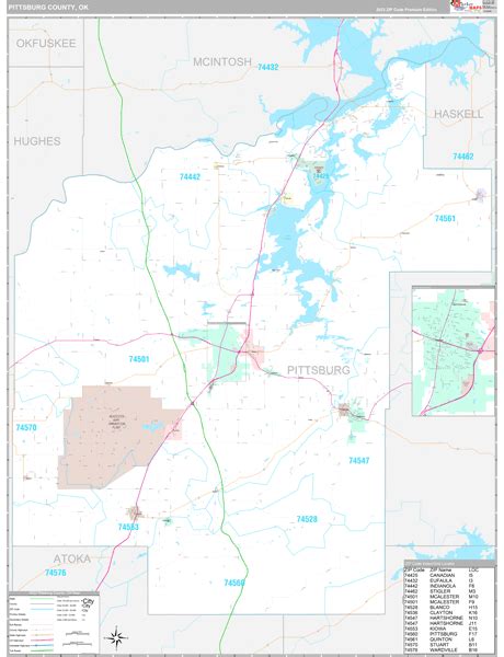 Pittsburg County, OK Wall Map Premium Style by MarketMAPS - MapSales