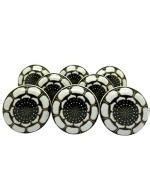 Shilpware White Flower Of Fate Ceramic Drawer Pulls Knobs(Gold Multi, 38mm) -Pack of 8 - JioMart