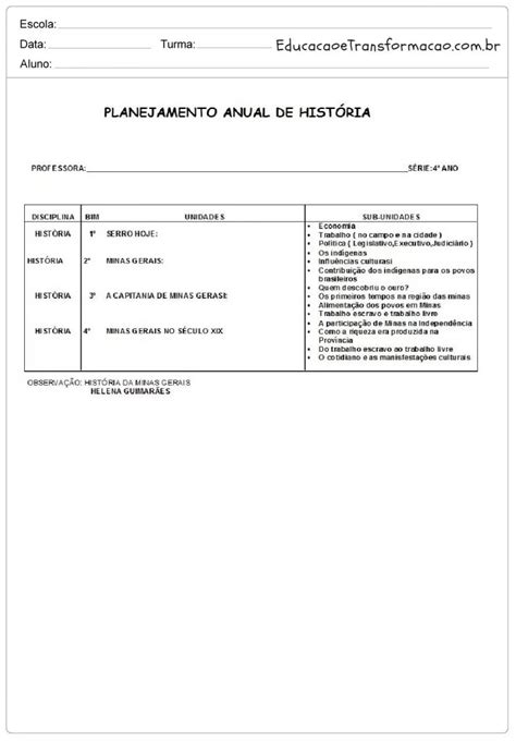 Modelos de Plano de Aula - História.. – Educação e Transformação