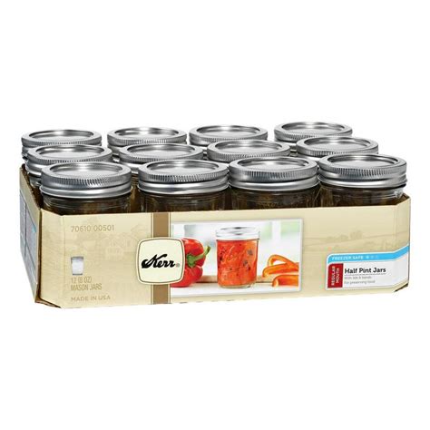 Kerr Canning Jars, Regular Mouth Half-Pint (8 oz.) Mason Jars with Lids ...