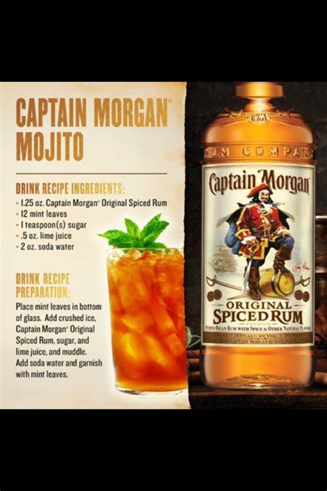 Captain Morgan Mojito | Alcohol drink recipes, Mixed drinks recipes, Boozy drinks