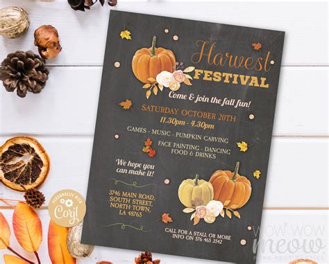 Fall Harvest Festival Invitations Event Party Rustic Invite - Etsy