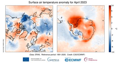 Surface air temperature for April 2023 | Copernicus